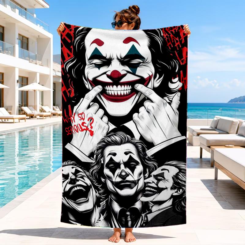 Cool Clown Pattern Beach Towel, Microfiber Beach Towel, Perfect For Pool, Beach, Travel, Home Decor Beach Party Fan Gifts