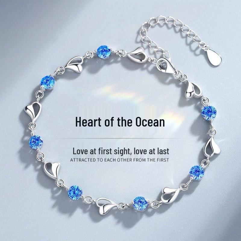 

Корейский океанический браслет с бриллиантами в форме сердца для женщин - Легкая роскошь, Дизайн Сладкое сердце