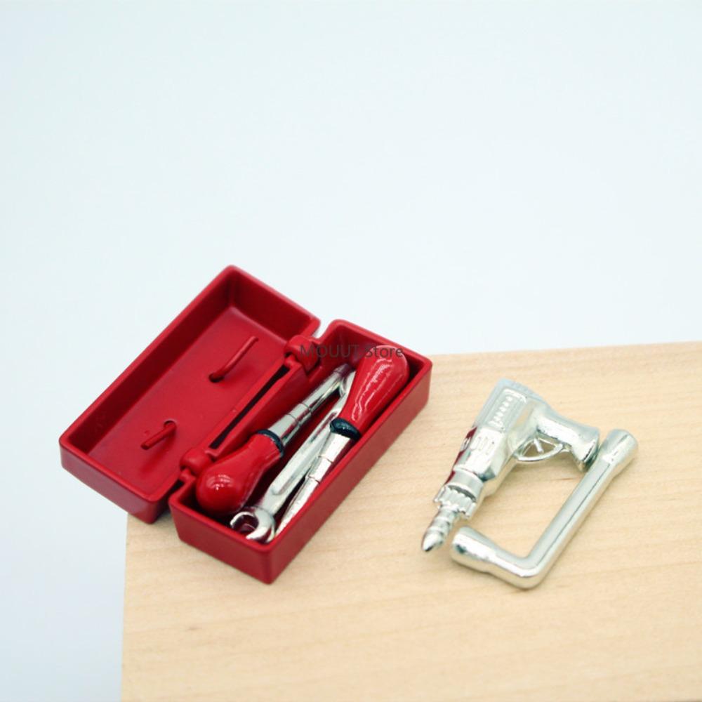 5 Pcs  Miniatures Electric Drill Repair Tools Wrench Tools Miniature Repair Model Scene Props Mini Repair Tool