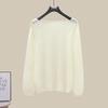 Sibaisha Women's Hollow Knit Drop-Shoulder Long Sleeve Sweater