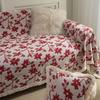 Exquisite sofa towel anti-cat scratch jacquard red flower retro festive access thick sofa blanket factory