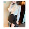 French Stand-up Collar Chiffon Shirt for Women Fashionable and Beautiful Shirt Long-sleeved Bottoming Shirt Top
