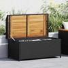 Storage Bench Black 100x50x52 Cm Poly Rattan Acacia Wood