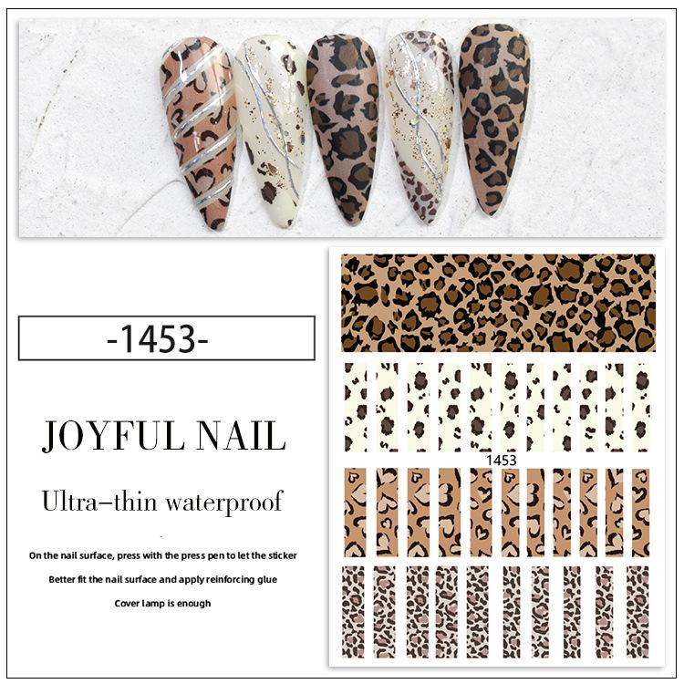 Leopard Print Nail Stickers 3D Striped Nail Patches for Self-adhesive Adhesive Nail Patches