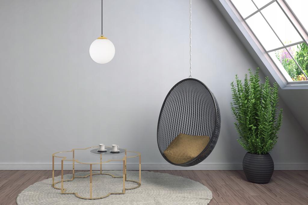 Hanging Ceiling Lamp, Sphere, Gold, Chrome, Led