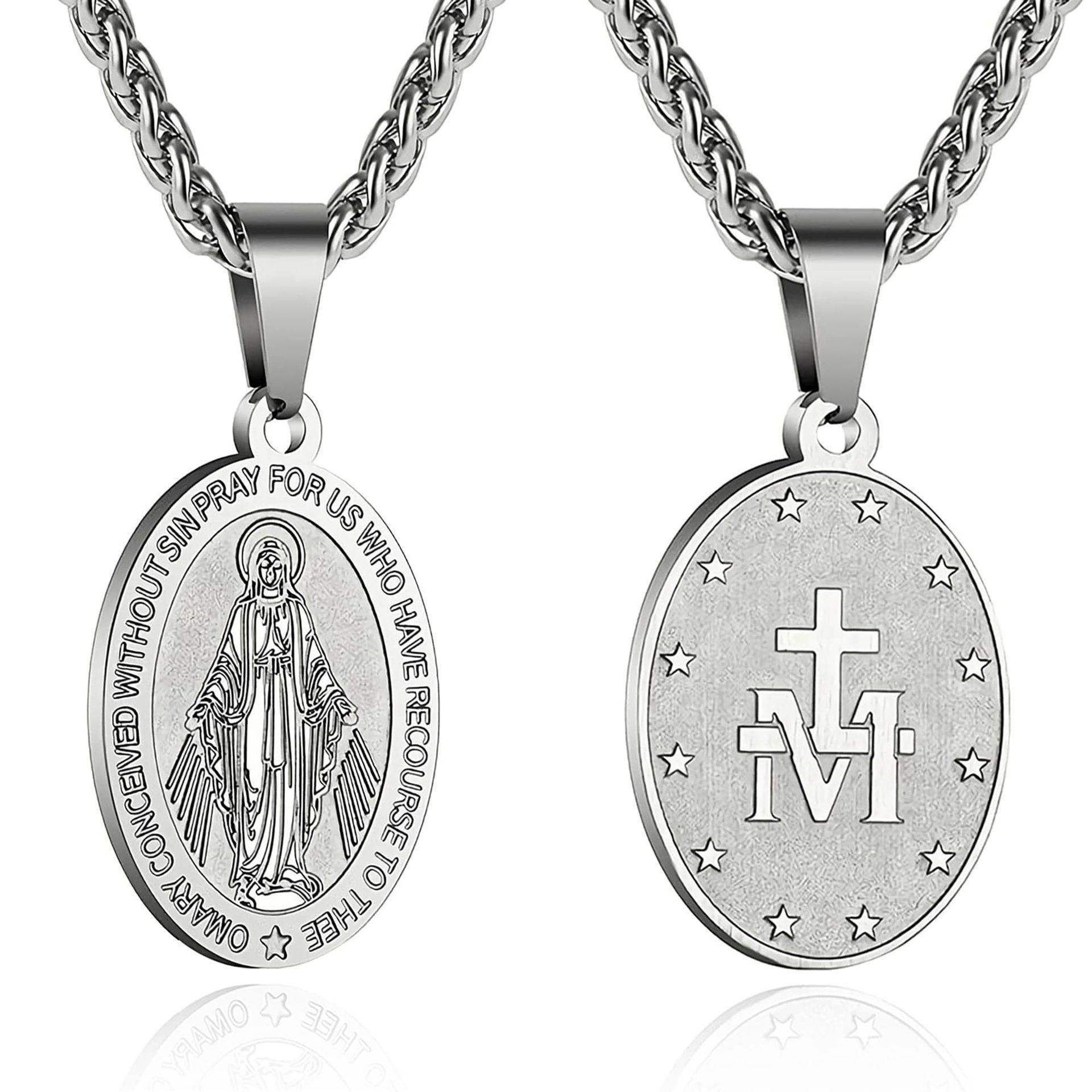 

Christian Virgin Mary Pendant Necklace For Women Men Amulet Prayer Stainless Steel Fashion Jewelry Accessories серебряный