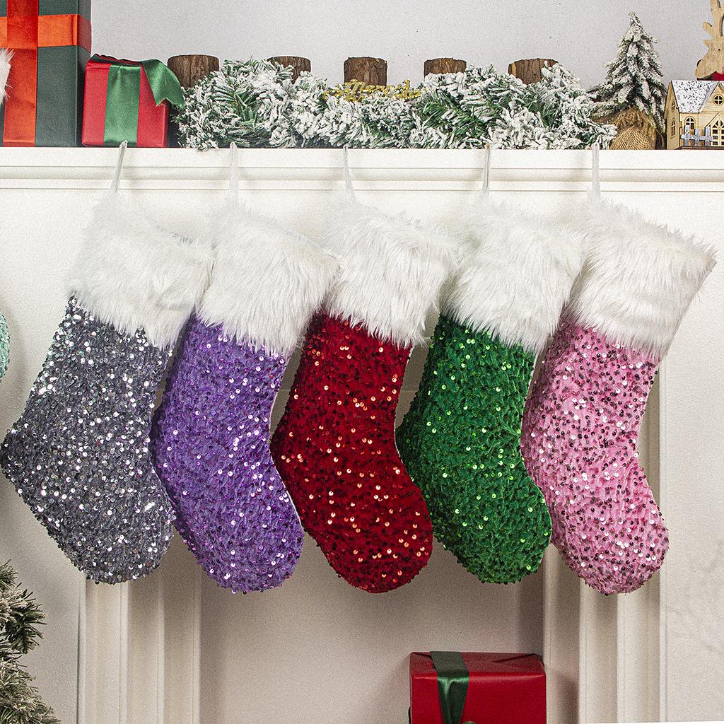Christmas stocking festival decorations sequins 26-letter tree hangers gift bags socks hotel party supplies