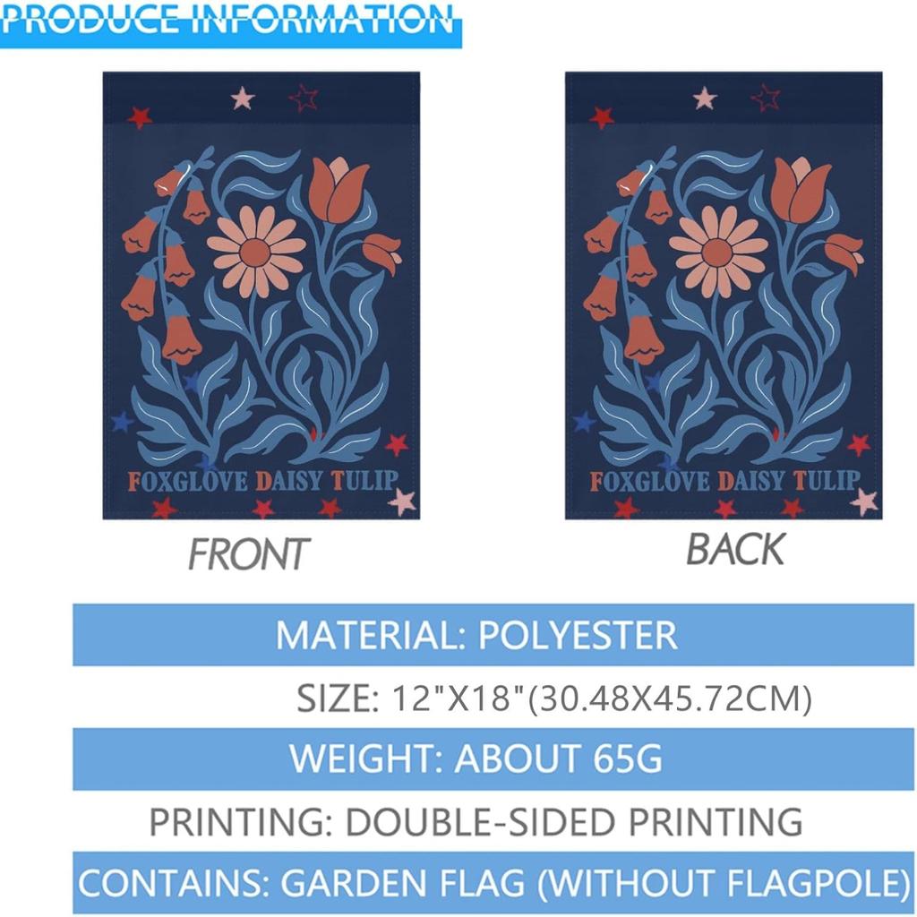 Foxglove Daisy Tulip Yard Flag 31*46CM One Size Double Sided, Inspirational Yard Flags