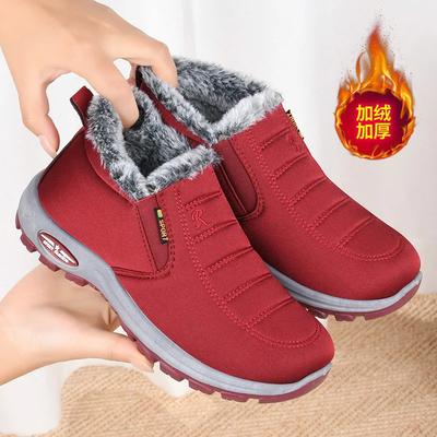 Hiver Cachemire Femme Chaud Confort Mère Chaussures en Coton Résistant à l'Usure Antidérapant Bottes de Neige Femme pour Personnes Âgées