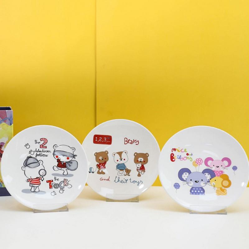 Niedliche Tierdruck-Essteller Japanischer Stil Handbemaltes Plastikgeschirr Kindergeschirr Saucenschälchen Dessert-Serviertablett