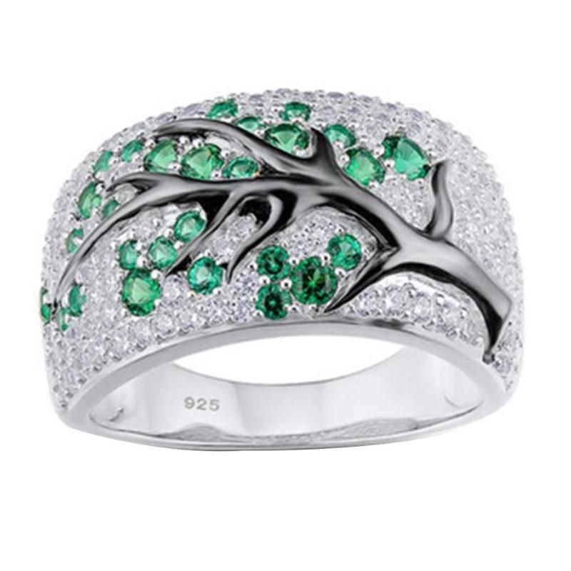 

Women Rhinestone Inlaid Plum Tree Branch Finger Ring Party Jewelry Gift 11 зелений