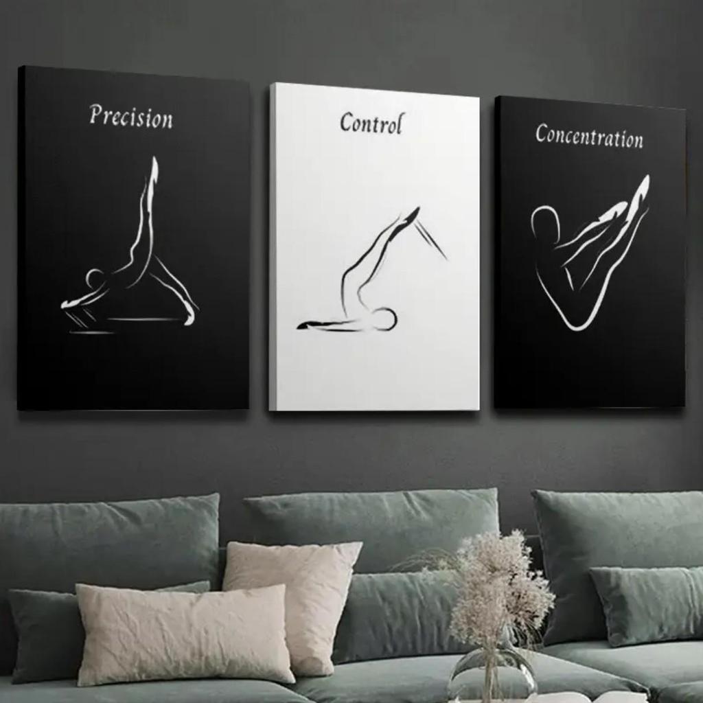 Gym Yoga Studio Wall Art: Yoga Bedroom Mural with Pine Frame Canvas