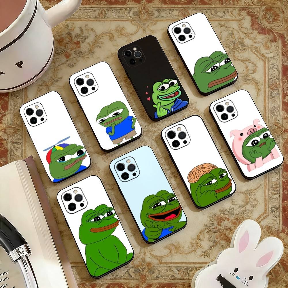 Funny Sad Frog Pepe M-meme Phone Case For iPhone 17, 16,15,14,13,12,11 Plus,Pro Max, Others Soft Black Cover