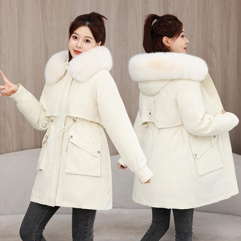 The New Pie Overcomes Women's Removable Liner, One Dress and Three Wears Winter Coat, Fur Collar Medium and Long Cotton-padded Pie Overcomes