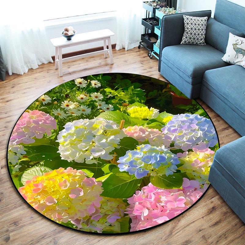 Rose Garden Elegance Round Rug Home Soft Decorative Anti Slip Yoga Table And Chair Mat Carpet Outdoor Floor Mat Carpet S5