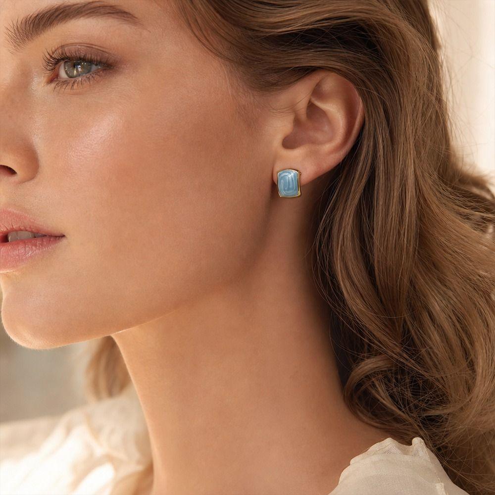 5 Pair French Retro Women Stud Earrings Square Stud Earrings New Ear Accessory  Street Trend Outfit