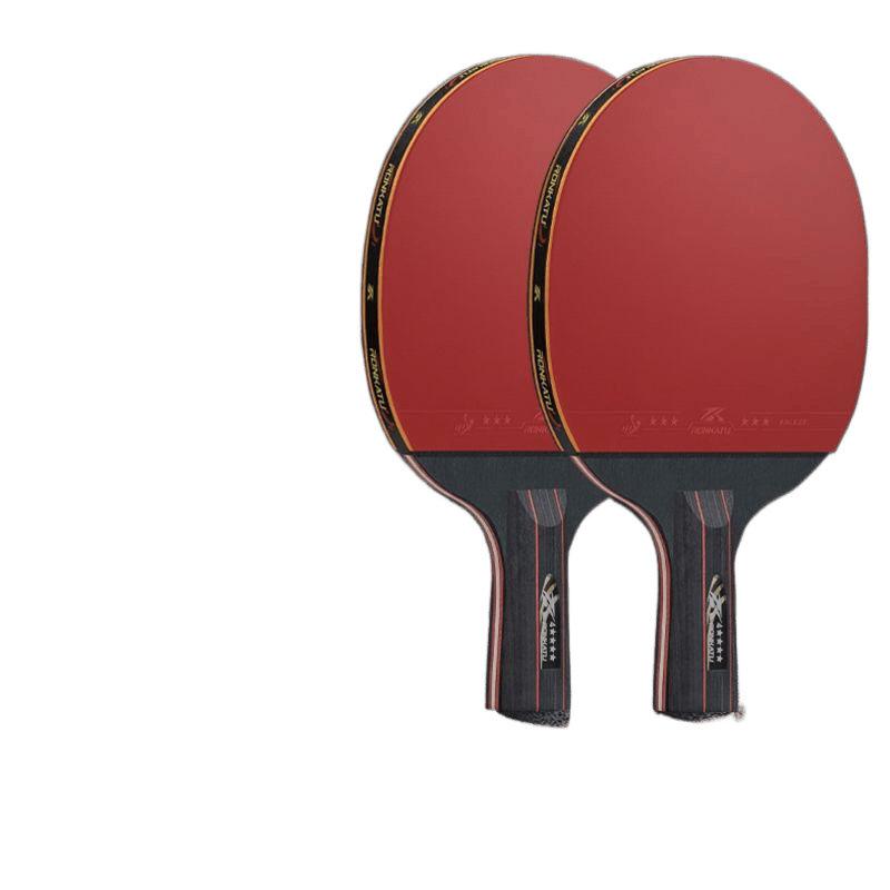 5 Star Elastic Straight Handle Table Tennis Racket Adult/Student Training & Competition Blade with Dual Rubber красный