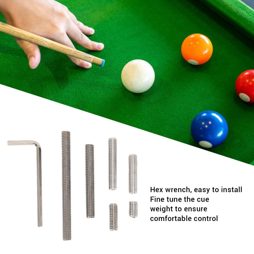 8pcs Black and Silver Pool Cue Weight Set Multi-Size Protective Case  Billiard Practice