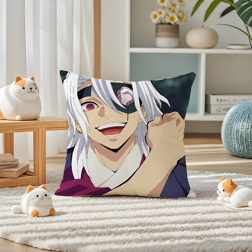 Demon Slayer Swordsmith Village Arc Anime Plush Pillow Cover Soft Short Plush Cushion Cover For Sofa Bedroom Home Decor Gift