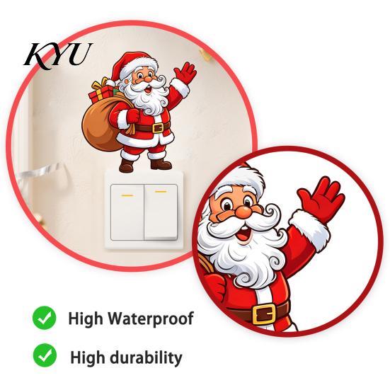 Holiday Switch Decor Christmas Santa Claus Sticker, Light Decal for Xmas Holiday, Festive Room Sticker Removable Self-Adhesive Wall Living Bedroom