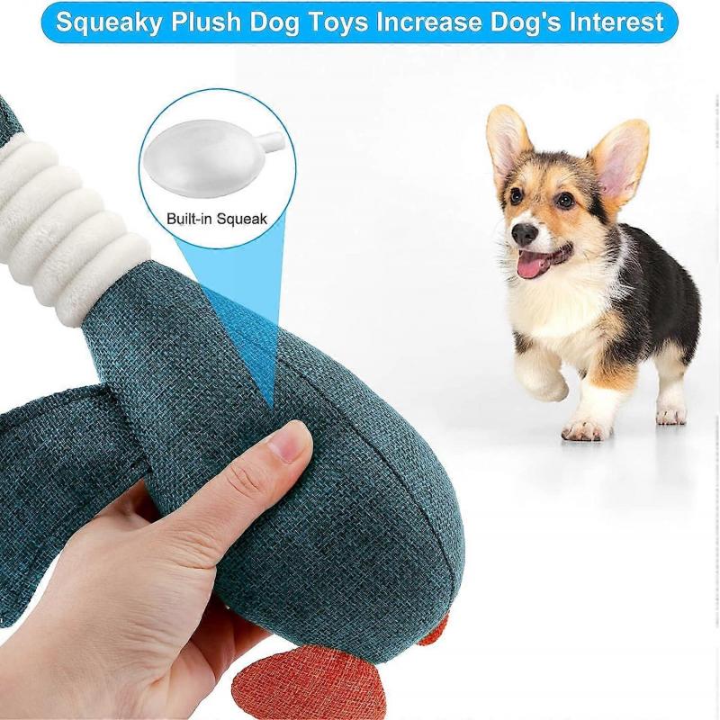 Durable Plush Chew Toys for Dog Teeth Cleaning, Goose Toys for Small To Medium Dogs, Adorable Soft Puzzle Interactive Pet Toys (Navy Goose)