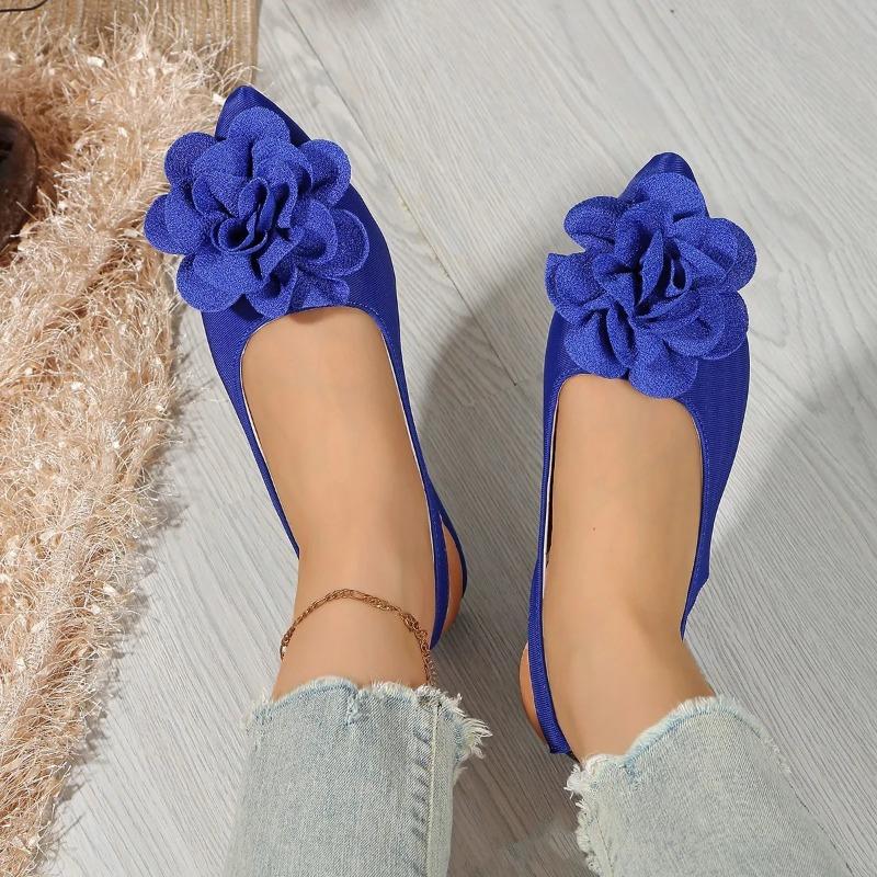Classic Big Flower Pointed Toe Sandals Women 2025 Summer Flat Heels Light Weight Shoes Women Comfortable Daily Leopard Shoes