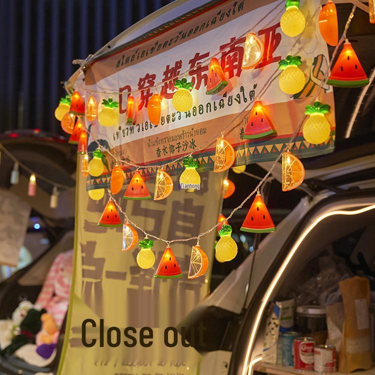 

Waterproof Outdoor Night Market String Lights – Fruit Design with Flashing Trunk Arrangement for Street Stalls 2m 10 Lights Battery