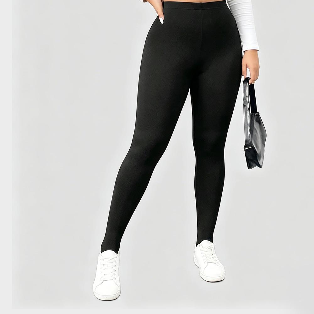 Damen Hohe Taille Schlanke Passform Einfarbige Volle Länge Übergröße Leggings Hohe Elastizität Po-Lifting Yoga Workout Lässige Lange Hosen