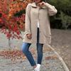 New Autumn Winter Women's Lapel Collar Solid Color Casual Bowknot Woolen Coat