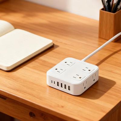 Flat Plug USB Ports Plug Strip 6 USB Ports 8 AC Outlets Supports Multiple Devices Extender US Standard Socket Strip Efficient