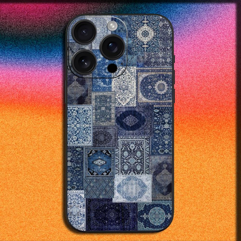 

Persian Carpet Floral Pattern Phone Case For iPhone 16,15,14,13,12,11,Pro,XS,Max,XR,Plus,SE,Mini Soft Black Cover iPhone14