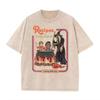Washed Purple Retro Halloween Witch Cauldron Jack O Lantern Loose Tee