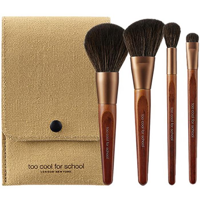 

Too Cool For School Artist Vegan Brush Kit + Eco Pouch Set – Portable Mini Size Brush Set, Korean
