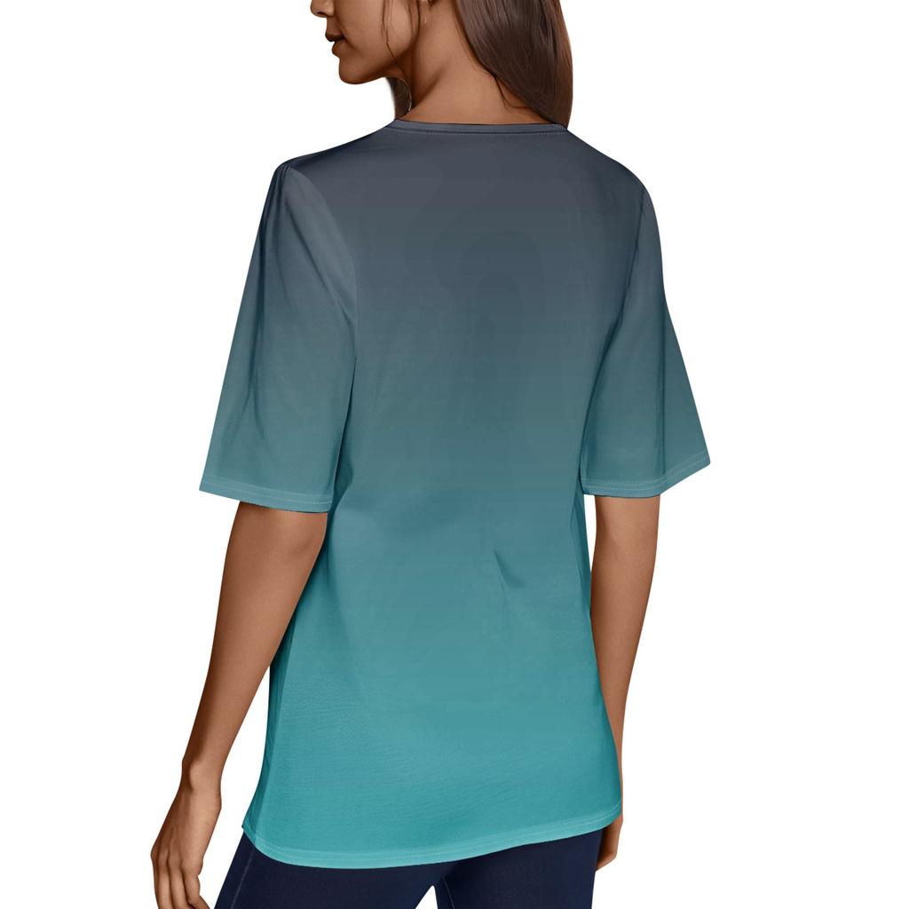 Women's V Neck T Shirts Half Sleeve Tops Printed Casual Summer Tees T Shirt Blouse