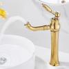 Tuqiu Gold Bathroom Faucet Total Brass Chrome Basin Faucet Cold And Hot Water Mixer Sink Tap Single Handle Deck Mounted Sink Tap