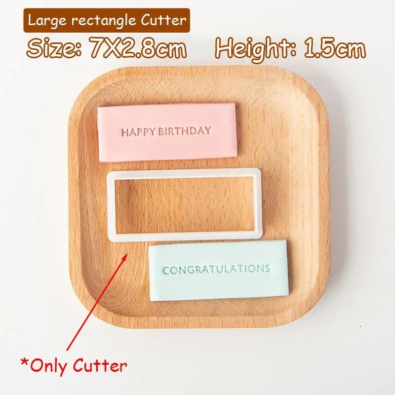 New English Word Cookie Mold Happy Birthday Merry Christmas Clear Acrylic Biscuit Fondant Embosser Stamps Party Cake Decoration