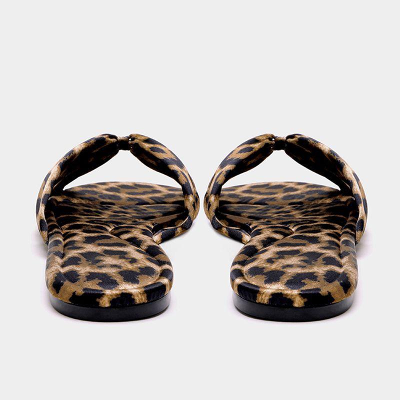 Leopard print slippers women's fashion flat bottom round head leisure vacation word with sandals