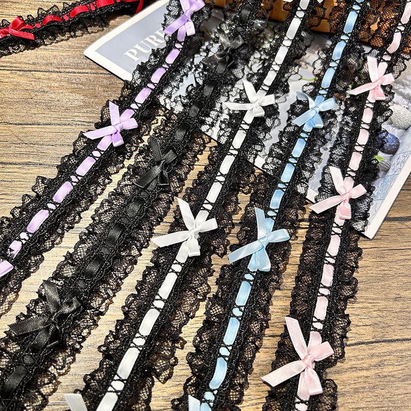 1Yard Bow Pleated Lace Trim Handmade Diy Decoration Baby Clothes Skirt Hem Clothing Lace Accessories Curtains Home Decoration