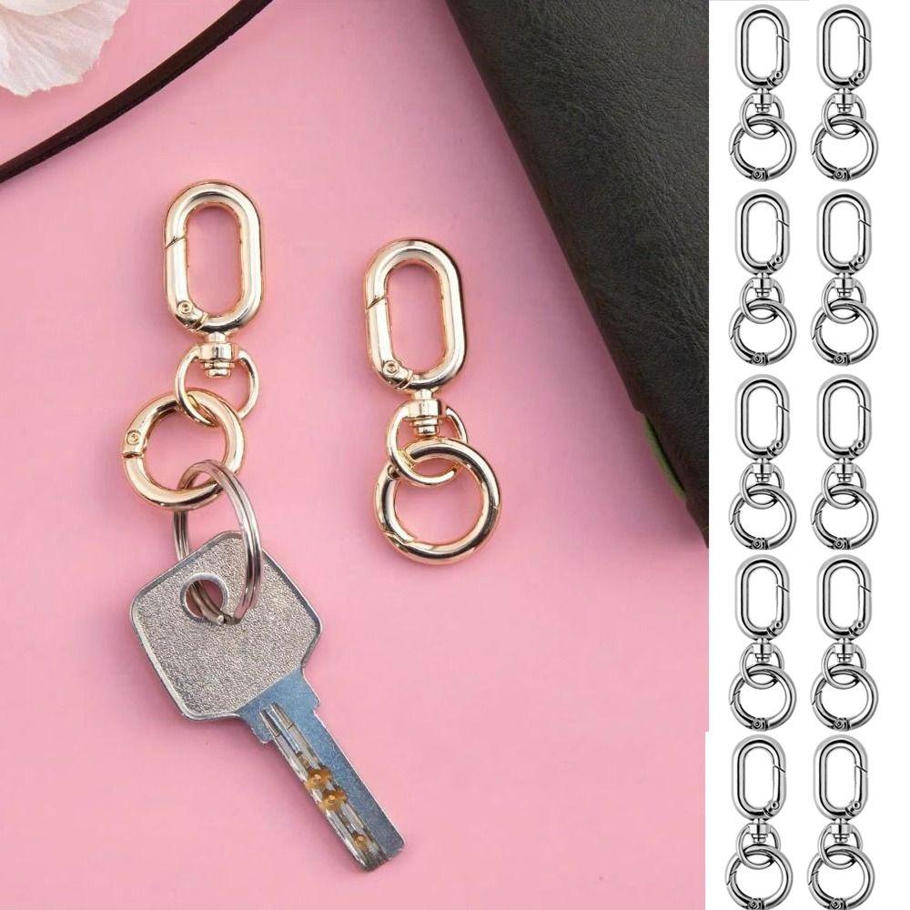10Pcs 10 pcs Metal Snap Hooks Swivel Clasp Spring Snap Hooks Carabiner Key Ring Hook  Lanyard