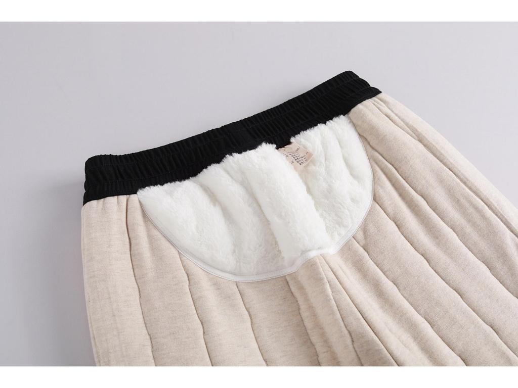 Men's High-Waist Wool Knee Pad Winter Pants - Thick, Cozy Cotton for Cold Weather