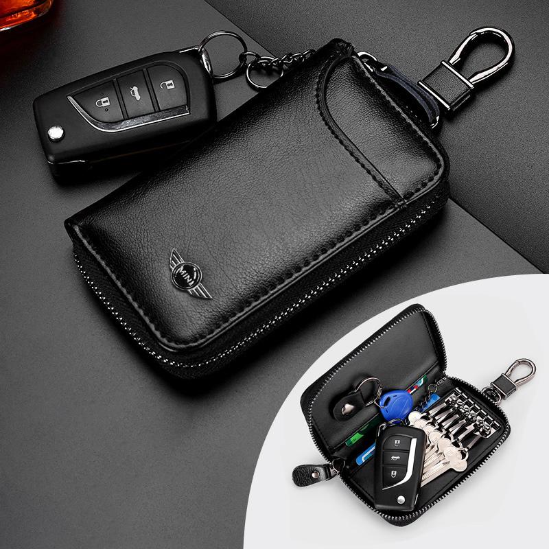Leather Metal Badge Car Key Protection Shell Bag Car Key Case For BMW Mini Cooper R50 R53 R55 R56 R60 R61 F54 F55 F56 Sticker ps2