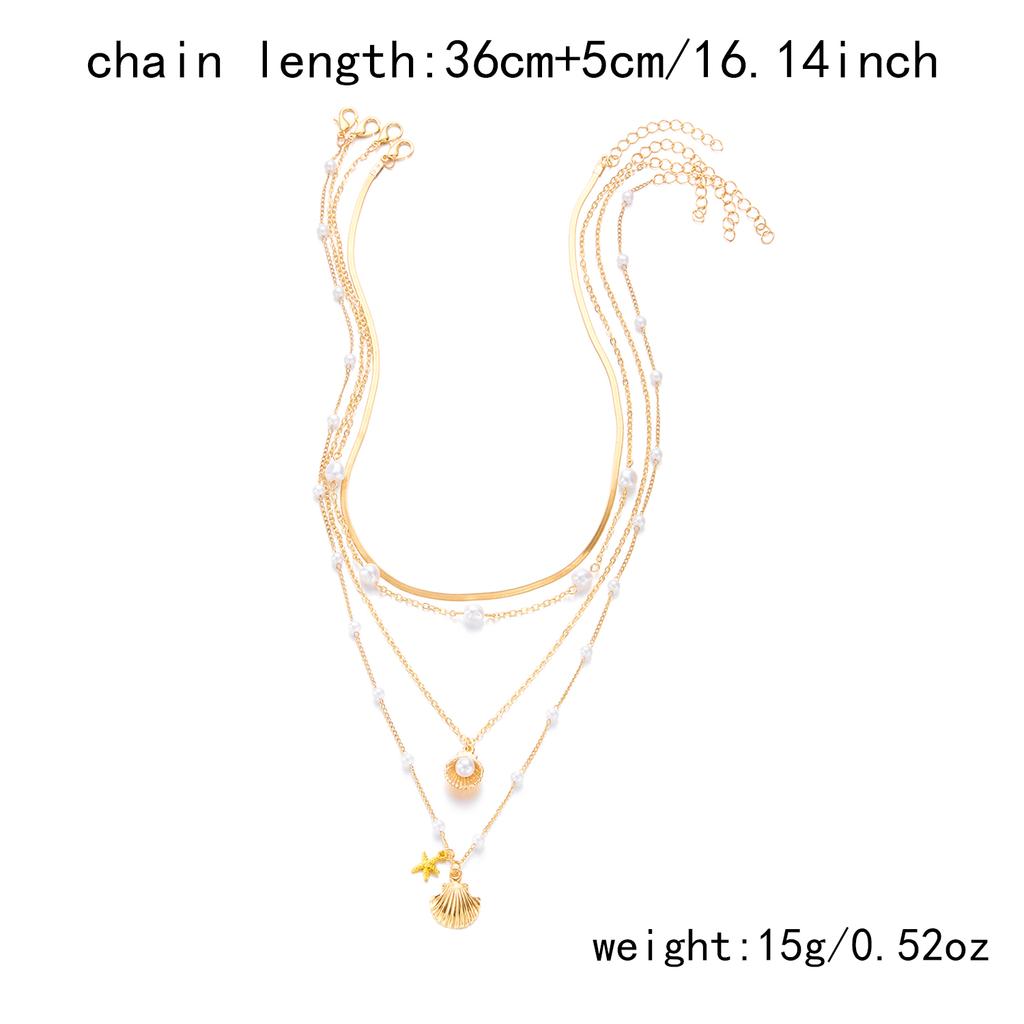 Bohemian Beach Rice Beads Imitation Shell Starfish Pendant Multi-layer Necklaces for Women Summer Holiday Jewelry Accessories