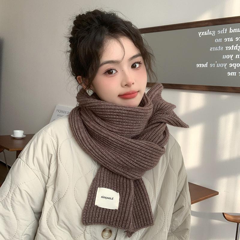 New red knitted scarf men's and women's winter Christmas student couple thickened wool scarf