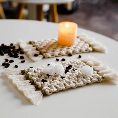 Decor de masă cu formă creativă Braid din bumbac pur, realizat manual, Covorașe izolante antiderapante Macrame european Suport pentru pahar Față de masă Covoraș de masă