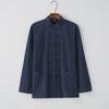 Men's Chinese-Style Tang Suit Cotton-Linen Top: Long-Sleeve Hanfu Shirt for Youth, Middle-Aged, and Elderly - Spring/Autumn Traditional Jacket