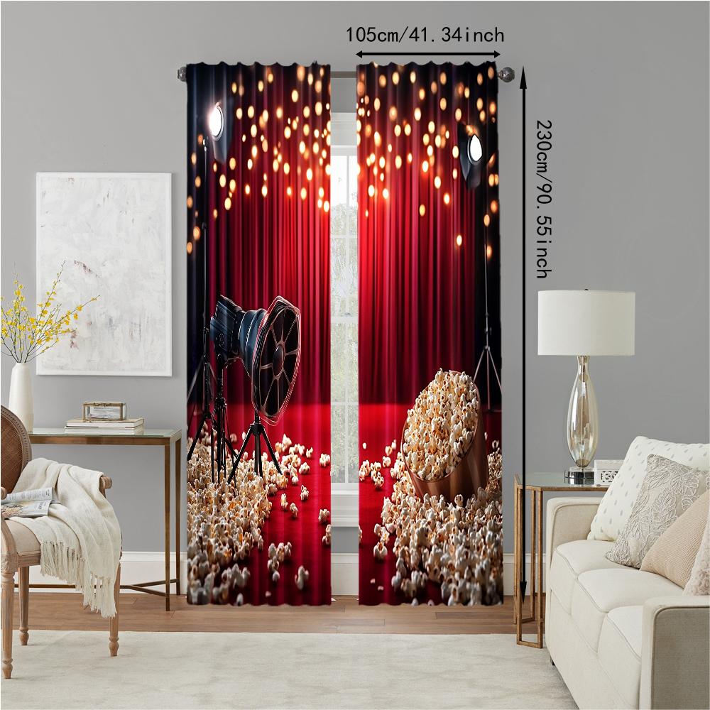 2 Pcs   Versatile Polyester Transparent Curtains for Home Decoration Movie Night for Use In Bedrooms and Living Rooms