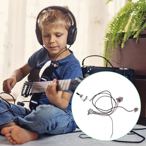 Guitar Wiring Harness, Electric Guitar Wiring Harness Kit Replacement Guitar Pre-Wired Harness Humbucker Wiring Harness 3-Way Toggle Switch for Electr