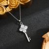 Stainless Steel Waterproof Gold Silver Color Zircon Key Pendant Necklace for Women Fashion Exquisite Clavicle Chain Jewelry