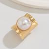 Y2K Punk Pearl Wide Open Ring for Women Men Metal Simple Geometric Exaggeration Finger Accessories Party Gift Fashion Jewelry