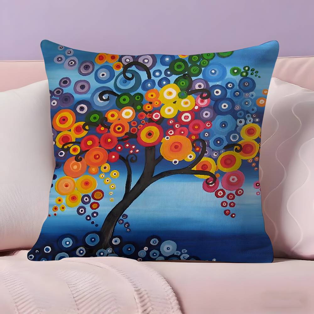 Colored Tree Pillow Case  Ultra Soft Skin Friendly Fabric Cloud Like Comfort & Concealed Zipper
